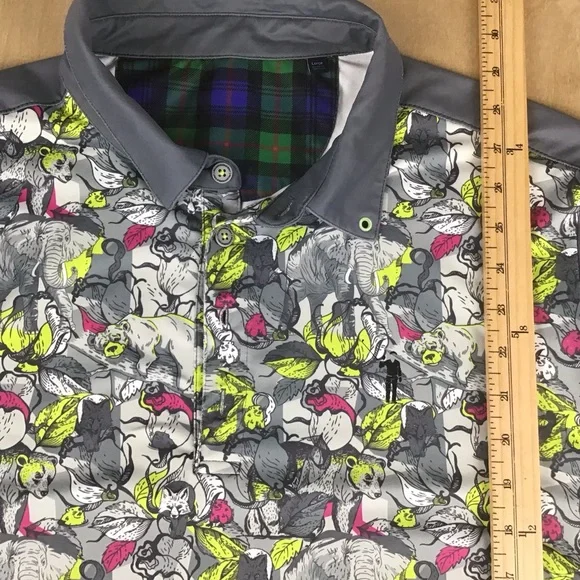 William Murray Mens Large Performance Golf Polo Shirt Animal Jungle Print - Picture 12 of 12
